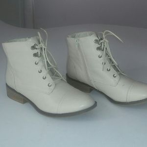 Cream combat boots